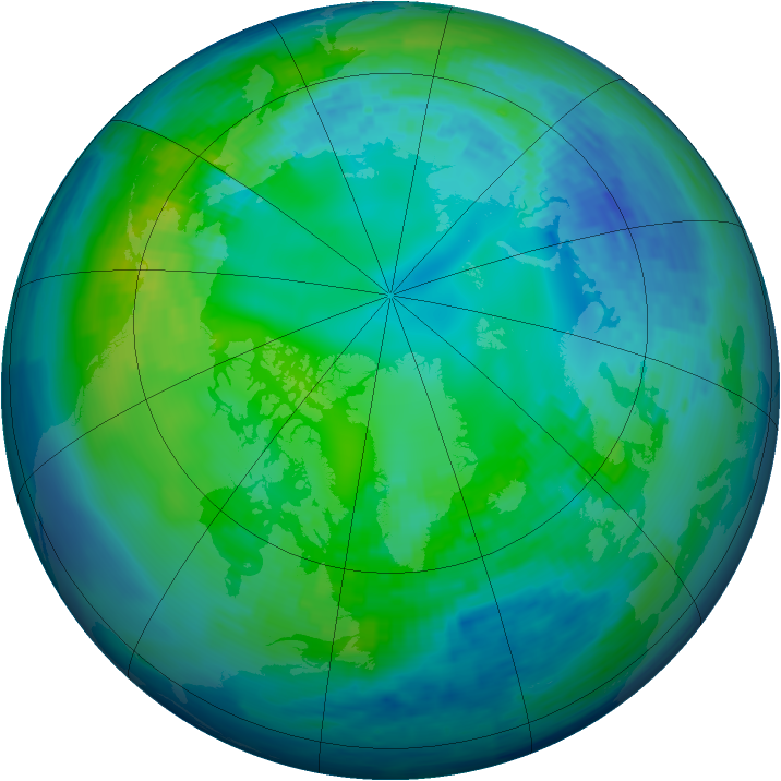 Arctic ozone map for 28 October 1994